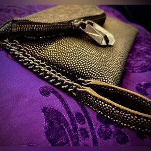 Henri Bendel Leopard Gold and Black Clutch Wrist Purse